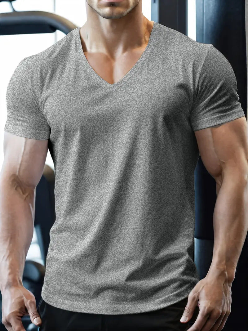 Men's V Neck Quick-Drying Casual T-Shirt