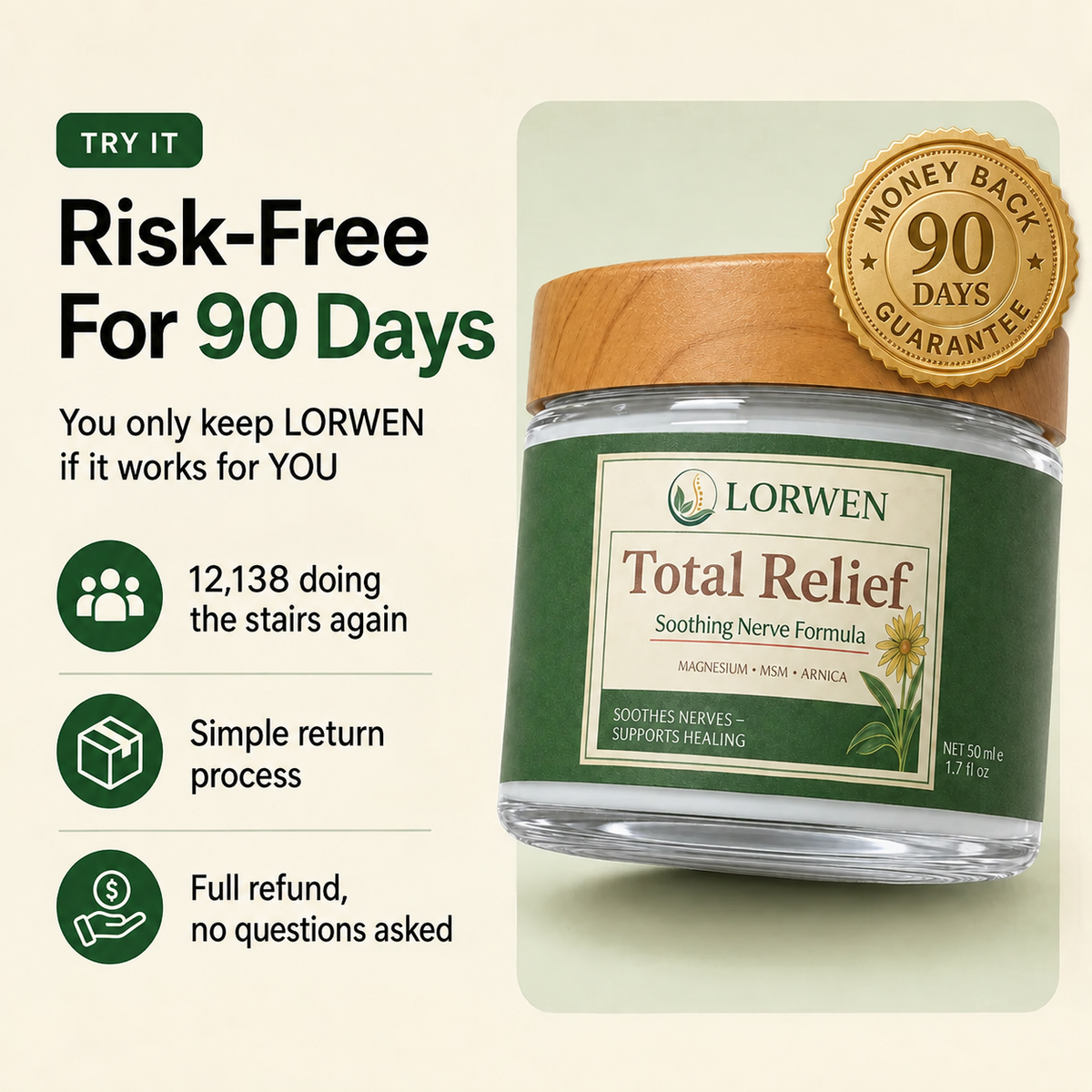 Calm the Grinding, Stiff, Bone-on-Bone Knee Pain in 15 Minutes, Without a Single Side Effect, Or Your Money Back