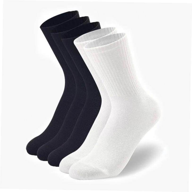 Men's Black and White Crew Socks 5-Pair Pack