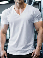 Men's V Neck Quick-Drying Casual T-Shirt